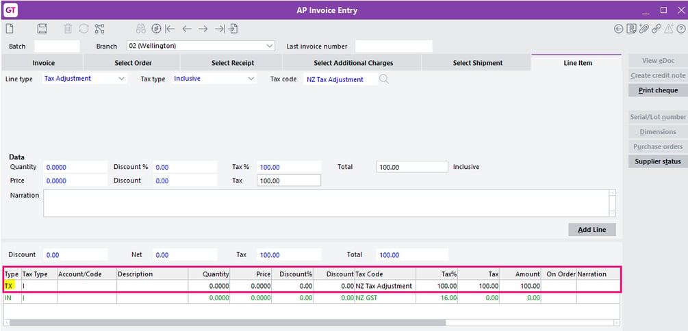 Processing an AP invoice from NZ customs