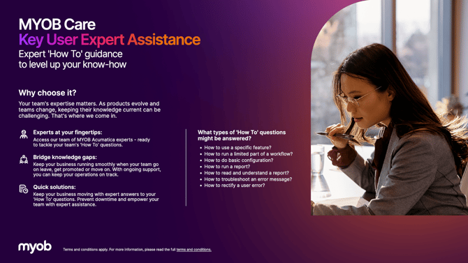 MYOB Care- Key User Expert Assistance
