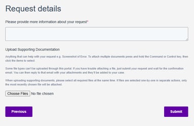 Create a support request